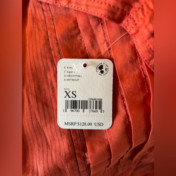 NWT Free People Black Tie Tux Shirt / Tiger Red - Picture 14 of 15